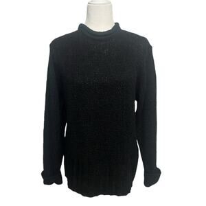 CAROLYN TAYLOR Black Open Knit Mock Neck Long Sleeve Sweater Women’s Size Medium